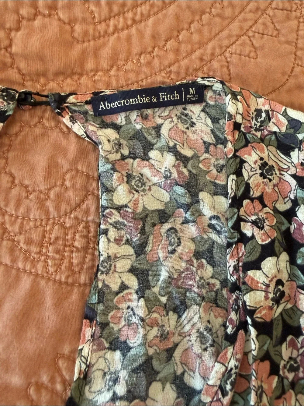 Abercrombie & Fitch Black Floral Maxi Dress with Pink and Cream Blooms